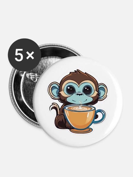 Käffchen 2 - Buttons groß 56 mm (5er Pack) - Weiß