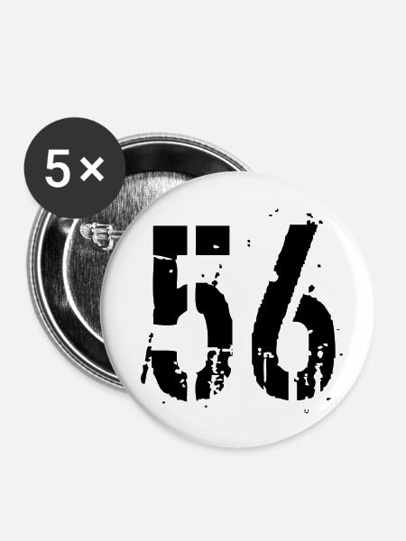 Nummer 56 - Buttons groß 56 mm (5er Pack) - Weiß