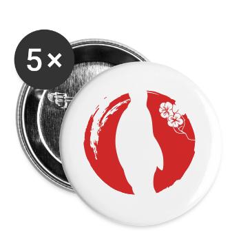 Silhouette de pingouin japonais - Lot de 5 grands badges (56 mm) - blanc - Devant