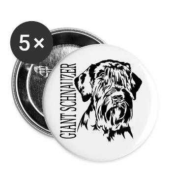 Giant Schnauzer Portrait Dog Dogs IGP Wilsigns - Buttons large 2.2''/56 mm (5-pack) - white - Front