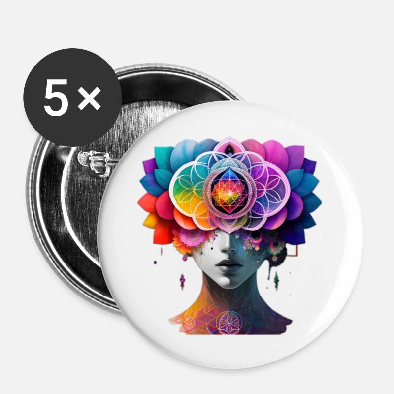 Lady Chakra - Buttons large 2.2''/56 mm (5-pack) - white