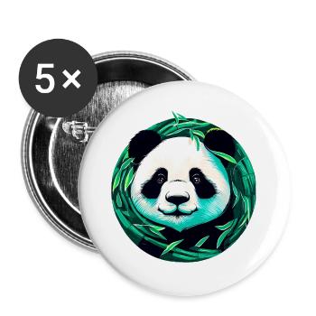 Panda - Buttons groß 56 mm (5er Pack) - Weiß - Vorne