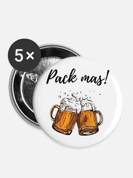 Pack mas! - Buttons groß 56 mm (5er Pack) - Weiß