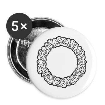 Triquetra Dekorativer Wikingerkreis - Buttons groß 56 mm (5er Pack) - Weiß - Vorne