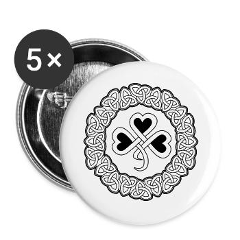 Nœud triquetra coeur symbole viking - Lot de 5 grands badges (56 mm) - blanc - Devant