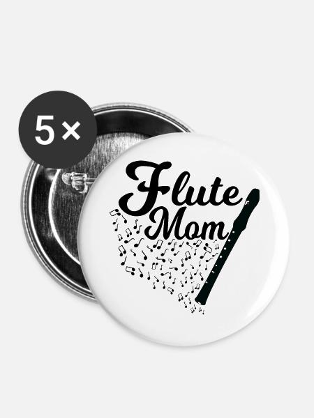 Flötenspieler Mutter - Buttons groß 56 mm (5er Pack) - Weiß