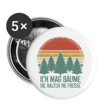 Wandern Wald - Buttons groß 56 mm (5er Pack) - Weiß - Vorne