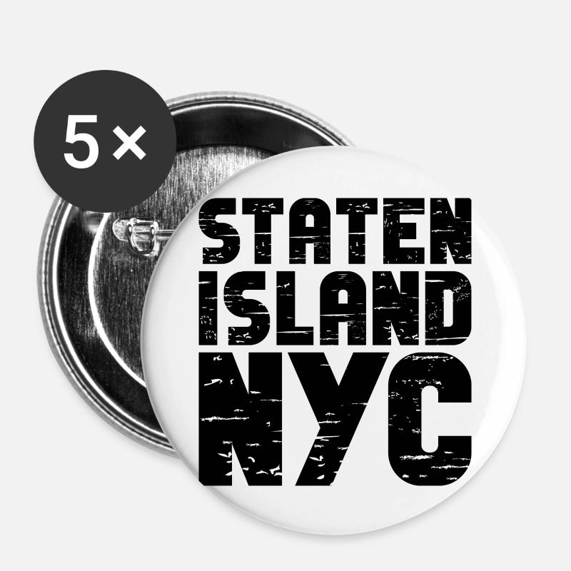 Staten Island - Buttons large 2.2''/56 mm (5-pack) - white
