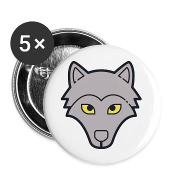 loup - Lot de 5 grands badges (56 mm) - blanc - Devant