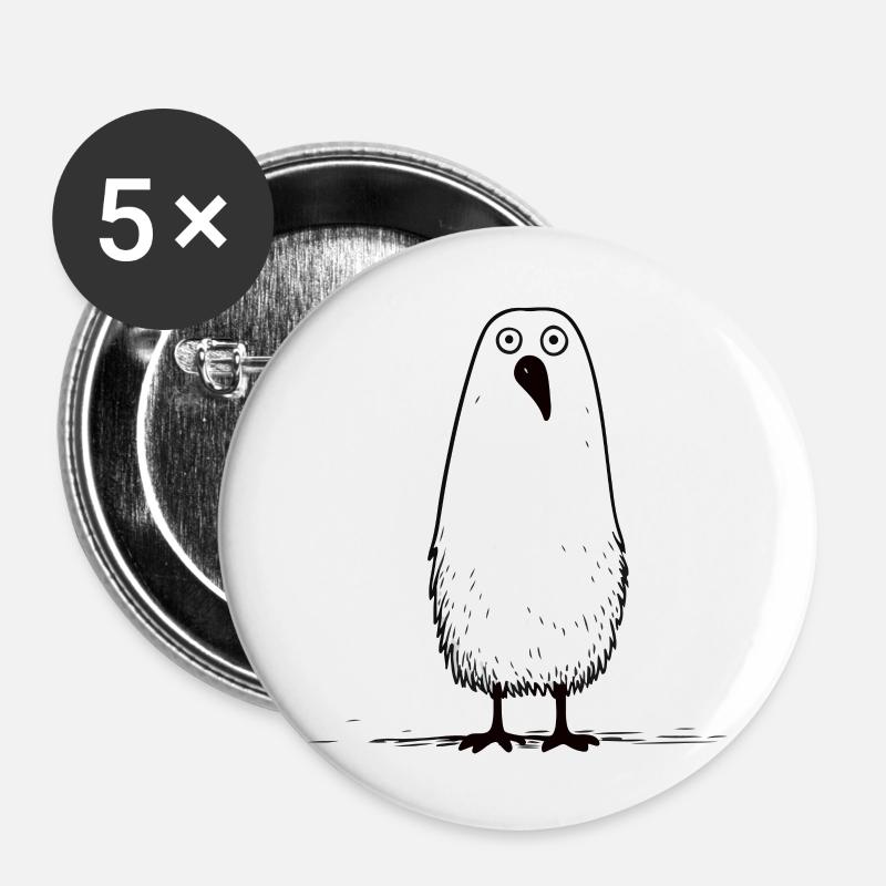 Quirky Bird II - Buttons large 2.2''/56 mm (5-pack) - white