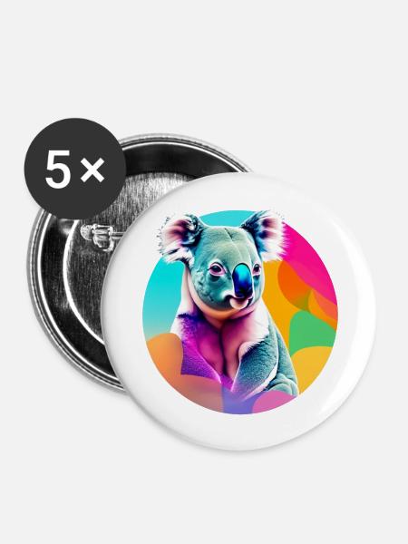 Koala - Buttons groß 56 mm (5er Pack) - Weiß