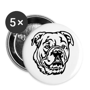Continental Bulldog Kopf - Buttons groß 56 mm (5er Pack) - Weiß - Vorne
