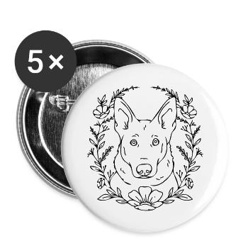fleurs de chien des patrons - Lot de 5 grands badges (56 mm) - blanc - Devant