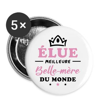 Élue meilleure belle mère du monde - Lot de 5 grands badges (56 mm) - blanc - Devant
