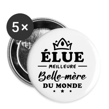 Élue meilleure belle mère du monde - Lot de 5 grands badges (56 mm) - blanc - Devant