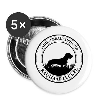 Rauhaarteckel Jagdgebrauchshund Hunde Wilsigns - Buttons groß 56 mm (5er Pack) - Weiß - Vorne
