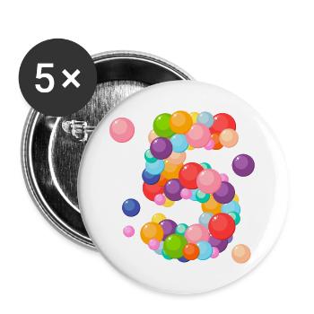 I am 5 years old, birthday 5 years, 5 years old - Buttons large 2.2''/56 mm (5-pack) - white - Front