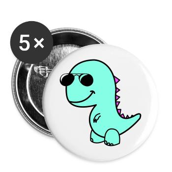 cool dino - Buttons groß 56 mm (5er Pack) - Weiß - Vorne