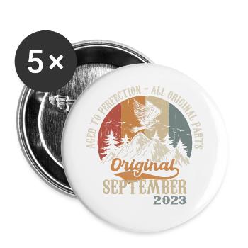 Born in September 2023 Birthday September2023 - Buttons large 2.2''/56 mm (5-pack) - white - Front