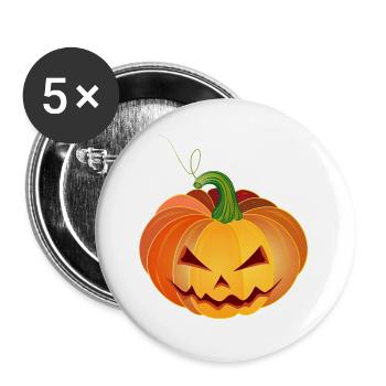 Visage orange de citrouille d’Halloween - Lot de 5 grands badges (56 mm) - blanc - Devant