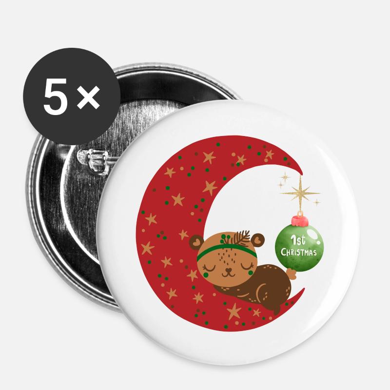 Cute 1st Christmas - Buttons large 2.2''/56 mm (5-pack) - white