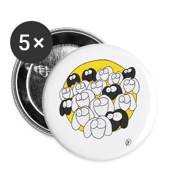 Schafe beobachten Dich - Buttons groß 56 mm (5er Pack) - Weiß - Vorne