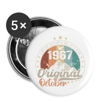 Octobre | les Légendes sont nés en Octobre 1967 - Lot de 5 grands badges (56 mm) - blanc - Devant