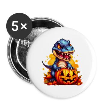 T-Rex d’Halloween - Lot de 5 grands badges (56 mm) - blanc - Devant