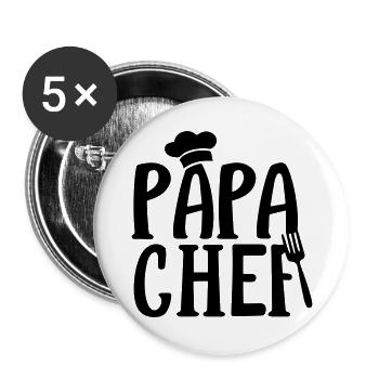 Cadeau Papa Chef de Cuisine ! - Lot de 5 grands badges (56 mm) - blanc - Devant