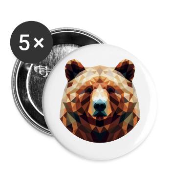 Polygon-Braunbär bär braunbär im polygon geometri - Buttons groß 56 mm (5er Pack) - Weiß - Vorne