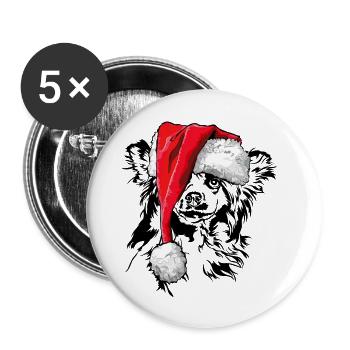 Santa Chinese Crested Dog Weihnachten Wilsigns - Buttons groß 56 mm (5er Pack) - Weiß - Vorne