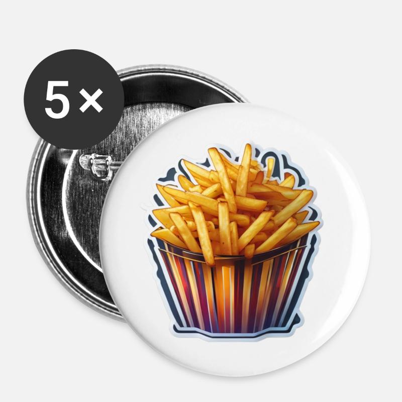 French fries - Buttons large 2.2''/56 mm (5-pack) - white