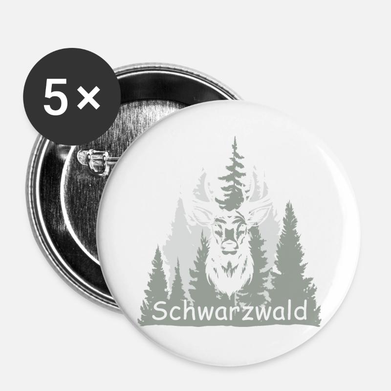 Schwarzwald - Buttons groß 56 mm (5er Pack) - Weiß