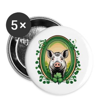 Lucky Pig - Buttons large 2.2''/56 mm (5-pack) - white - Front