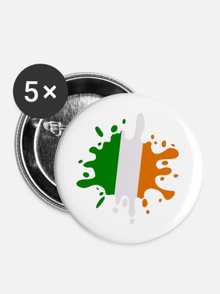 farbklecks irland - Buttons groß 56 mm (5er Pack) - Weiß