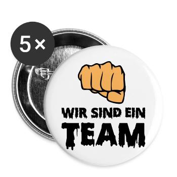 wir sind ein team - Buttons groß 56 mm (5er Pack) - Weiß - Vorne
