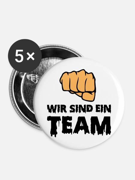 wir sind ein team - Buttons groß 56 mm (5er Pack) - Weiß