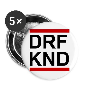 DORFKIND schwarz - Buttons groß 56 mm (5er Pack) - Weiß - Vorne