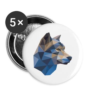 Wilder Wolf Polygon Wilde Tier Wandern Natur Seele - Buttons groß 56 mm (5er Pack) - Weiß - Vorne