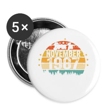 Legendär seit November 1987 - 1987 - Buttons groß 56 mm (5er Pack) - Weiß - Vorne