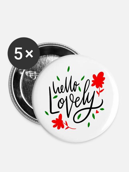 Hello Lovely - Buttons groß 56 mm (5er Pack) - Weiß