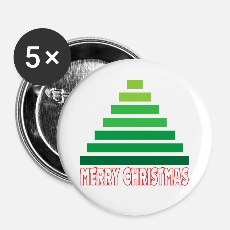 MERRY CHRISTMAS Geometric Christmas Tree - Buttons large 2.2''/56 mm (5-pack) - white