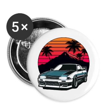 JDM car Japanese Retro Car Racing Drifting Legend - Buttons large 2.2''/56 mm (5-pack) - white - Front