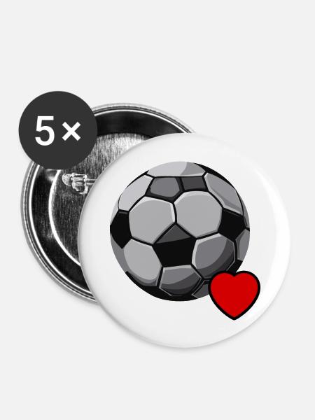 Ich liebe Fußball - Buttons groß 56 mm (5er Pack) - Weiß