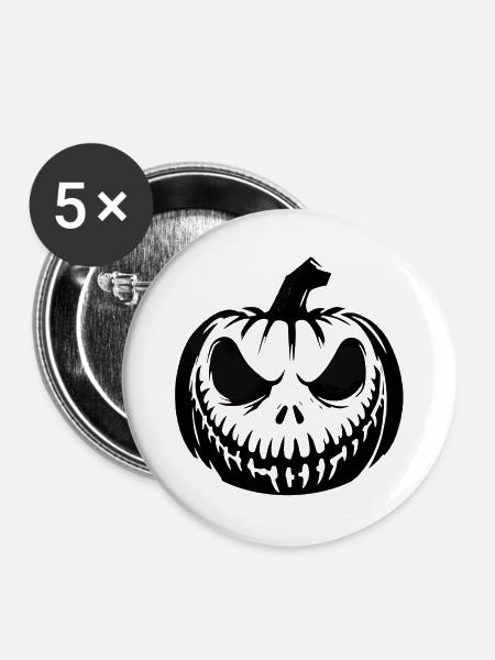 Kürbis Geist Halloween - Buttons groß 56 mm (5er Pack) - Weiß