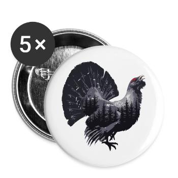 Grand tétras - Lot de 5 grands badges (56 mm) - blanc - Devant