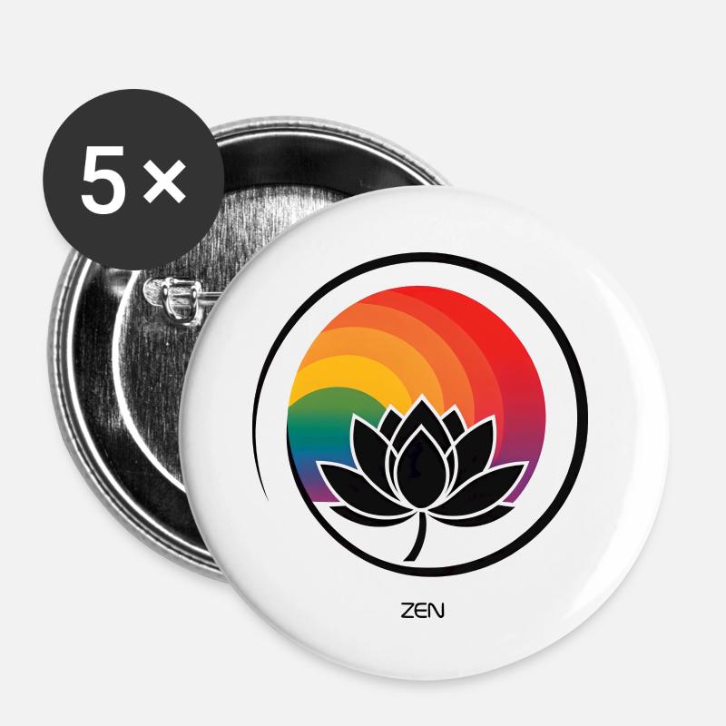 Zen Rainbow Logo: Fun and Creative - Buttons large 2.2''/56 mm (5-pack) - white