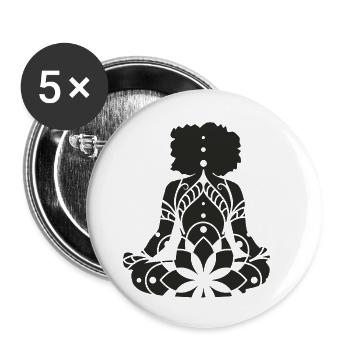 Yoga Meditation Mandala - Buttons large 2.2''/56 mm (5-pack) - white - Front