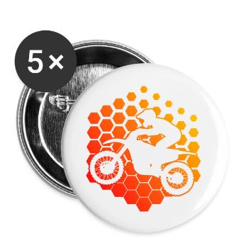Dirt Bike Dirt Biker Freestyle Motocross - Buttons large 2.2''/56 mm (5-pack) - white - Front