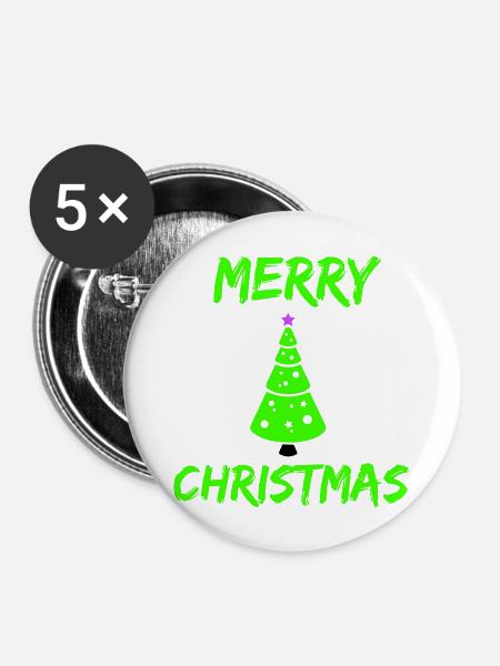merry christmas - Buttons groß 56 mm (5er Pack) - Weiß